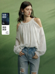 Elle | White Off-shoulder Designer Shirt