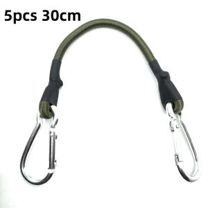 1/5pcs Outdoor Climbing Buckle Elastic Rope Metal Buckle Elastic Band Tent Hanging Rope 8mm Camping Clothesline Luggage Strap
