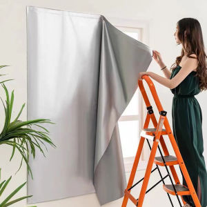 Easy Install Sunshade Curtains Simple Self-Adhesive Shading Sunshade Curtain Punch Free Double Sided Silver Insulated Anti-UV