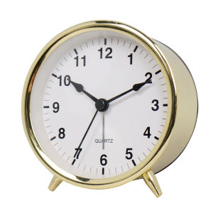 1pc 3.8-inch light luxury metal quartz alarm clock electroplated metal shell retro decorative luminous desk clock no battery