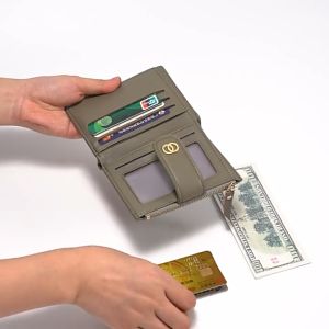 Womens Wallet Travel Portable Small Fragrant Wind Embroidery Line Multi-card Position Coin Purse Money Clip