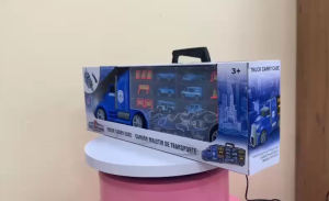 TOYSTAR - 666-02H Mô hình Bộ xe tải vận chuyển gồm 6 ô tô 1 máy bay 12 biển báo giao thông