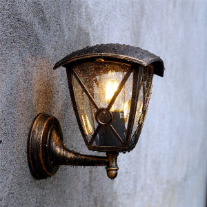 Outdoor Wall Lamp Waterproof European Antique Style Corridor Landscape Lighting Alloy Body Organic Glass Shade Energy Saving LED