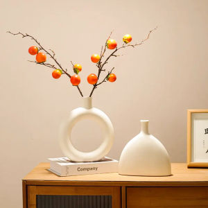 Sudyod แจกันตกแต่งดอกไม้แห้ง แจกันดอกไม้พลาสติกสีขาว เรียบง่าย สร้างสรรค์ สําหรับตกแต่งโต๊ะ Plastic vase