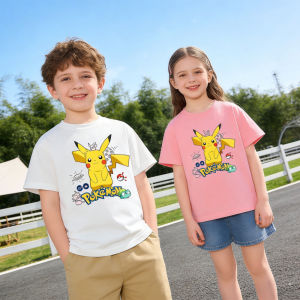 Bandai | 2026 New Pokemon Pikachu Cartoon Print Kids T-shirt High Quality Casual Short Sleeve Family Matching Summer Streetwear Tops