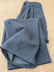 High Waist Grey Woolen Casual Straight Leg Pants Womens Fashionable Versatile Long Trousers Asymmetric Korean Style Commute