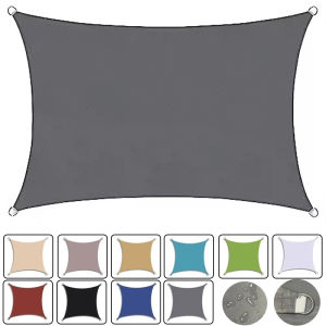 Waterproof Rectangular Shade Sail Polyester Grey Beige Outdoor Awning Cover Canopy Camping Balcony
