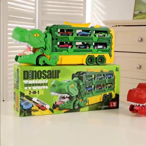 157CM Dinosaur Toy Transformation Truck with Free 12Pcs Alloy DieCast Car Education Toy Novelty Dinosaur Swallowing