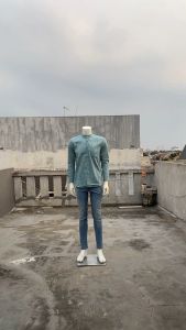 Vanfive Kemeja Pria Shanghai Polos Twill Soft Panjang Hijau Mint M1309