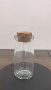 24Pcs 100ML Round Wishing Bottle: DIY Transparent Glass Cork Cap Size 4.5cm x 4.5cm x 10cm