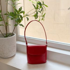 Túi Đeo Chéo Nữ Phong Cách Hàn Quốc Mới 2025 Túi Đeo Vai Nhỏ Đa Năng Chất Lượng Cao Màu Đỏ Túi Đeo Chéo Bằng Da PU