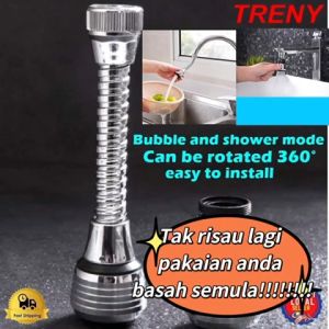 TRENY 360 Flexible Hose Turbo Flex Flexible Hose Faucet Sprayer Double Swivel Kitchen Water Tap Sink Hose 360 kepala pipe sink