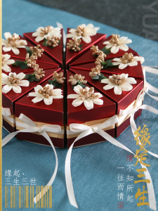Wedding Engagement Luxury round Cake Candy Box Chinese Style Vintage Wedding Celebration Supplies Card Paper Sugar Box