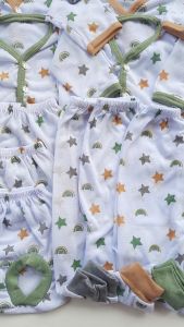 Paket Hemat 18pcs Baju Celana Bayi baru Lahir 0 3 Bulan Cewek Cowok Murah Promo Motif Bintang