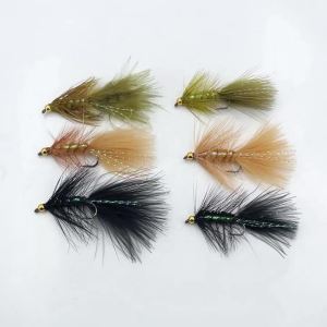12 Chiếc Mồi Câu Cá Bằng Đồng Thau Có Đầu Hạt Len Woolly Bugger # 6 # 8 Kích Cỡ Màu Nâu Ô Liu Đen Dành Cho Mồi Câu Cá Chó Cá Hồi Cá Hồi Cầu Vồng