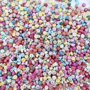500/250pcs 7mm Pink Letter Valentines Day Colors For Necklace Bracelet Jewelry Beads & Bead Assortments