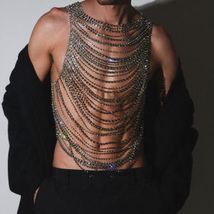 Fashion Luxurious Bling Men Womens Body Chain Underwear With Rhinestone Banquet Stage Performance Party Clothing Accessories