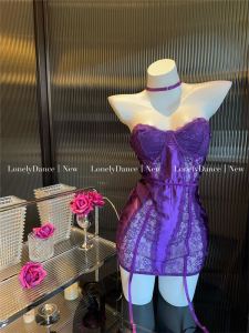 Seductive Purple See-Through Lingerie Set