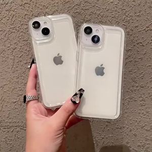 Simple Frame Space Case Transparent White Phone Case For iPhone 17 16 Pro Max 15 14 13 12 11 XR 8 7 Plus 6 Shockproof TPU Cover