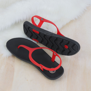 Sendal Tali Belakang Perempuan Teplek Camou Milea Cranberry Model Kekinian Casual Karet