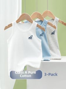 Childrens Pure Cotton Vest Thin Boys Underwear Top Baby Boys Close-Fitting Inner Wear Casual round Neck Sleeveless Vest