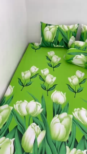 Sprei Motif BUNGA TULIP CANTIK Berkualitas Premium Nyaman Set Sarung Bantal Sarung Guling Tali