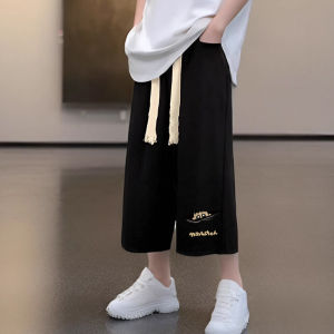 Mens Casual Knee-Length Seven-Foot Pants Summer Trend 2024 New Style Sporty Versatile Mid-Waist Loose Fit Breathable