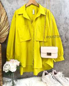 SPESIAL KEMEJA WANITA POPLIN KANTONG GANTUNG WARNA LEMON