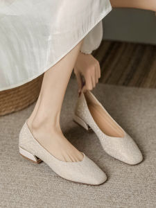 Womens Mid-Calf Boots Spring 2025 Fashionable Versatile Wedding Shoes Gentle Skirt Maids Small Size High Heels Comfortable