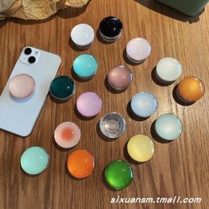 Creative Transparent Glass Phone Stand with Airbag Foldable Extendable Rotatable Shockproof Ring Holder Adhesive Support Base