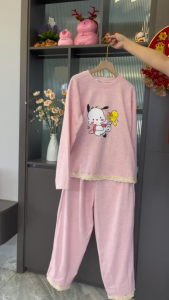 Sét bộ mặc nhà chất tăm thỏ mềm mịn from rộng rái m400 bộ bầu mặc nhà chất đẹp thoải mái