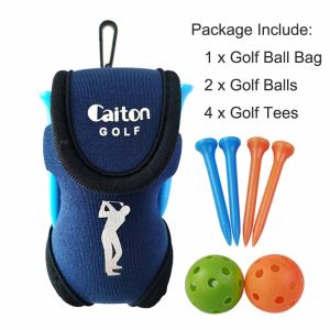 Golf Ball Waist Bag with 2 Balls and 4 Tees Set  Portable Golf Ball Storage Bag Holder Golfer Mini Waist Pouch Pack