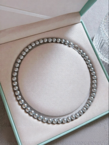 YISHU | Platinum Grey Tasmanian Akoya Pearl Necklace Luxurious Elegant