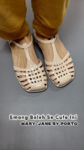 Sepatu Sandal Wanita Dewasa Mary Jane Jelly Anti Jamur Korean Style Terbaru Porto EUM 37-41 Nude