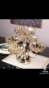 Khay mứt Tết pha lê cao cấp 2026 xoay 360 độ tạo hình 5 đài hoa bày hoa quả  bánh kẹo  hộp mứt tết 2026 cao cấp pha lê