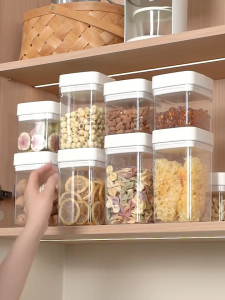 Vacuum Sealed Container Storage / Air Tight Herbs Vacuum Container / Press-Vacuum Square Container for Grains Snacks Beans / Bekas Simpanan Vakum