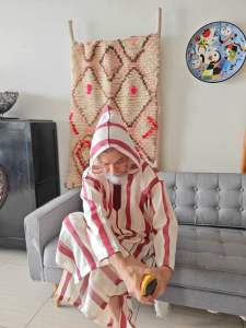 Authentic Moroccan Mens Djellaba by Dunia N Akhirat Red Stripes Made in Morocco  Mens Raya Clothes | Mens Jubah | Mens Jubah Morocco