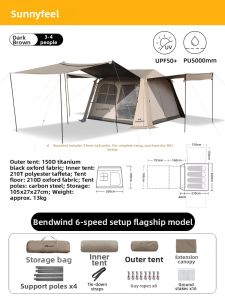 SUNNY FEEL | Quick Setup Waterproof Camping Tent For Overnight Outdoor Use Sunscreen