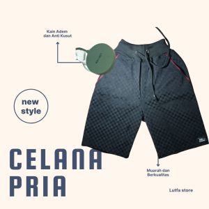 Celana Cino Pendek Motif Catur Adem Lentur