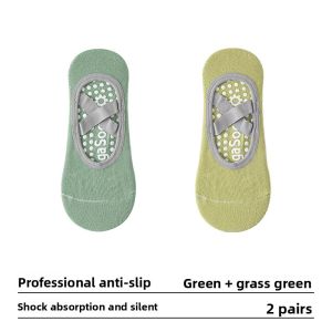 Aimo | Womens Yoga Socks Thin Professional Anti-slip Silent Fitness Pilates Boat Socks Cotton Polyester Spandex Moisture Wicking Mid-Calf