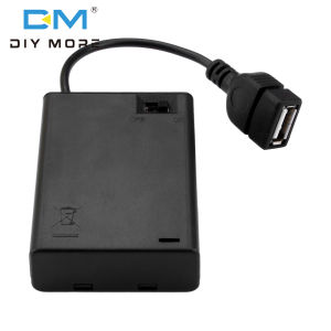 Diymore 3ชิ้นเอที่ยึดแบตเตอรี่สีดำ4X1.5V 4สล็อตแบตเตอรี่ AA กล่องพร้อมฝาครอบเปิด/ปิดและปลั๊กตัวเมีย USB ที่ยึดแบตเตอรี่แบตเตอรี่