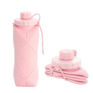 XMSJ | 600ML Collapsible Silicone Water Bottle Space Saving Folding Travel Cup Reusable Leakproof Gym Sports Outdoor Camping Drinkware
