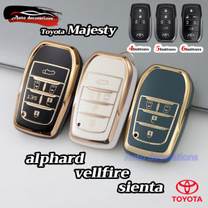 พวงกุญแจขอบทองหุ้มกุญแจรถโตโยต้าเหมาะสำหรับ Toyota Majesty/Alphard/Vellfire/ Sienta Key Cas เคสกุญแจรถยนต์สำหรับ Toyota