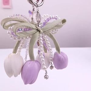 Mặt Dây Chuyền Hành Lý Hình Hoa Tulip Ngọc Trai Móc Khóa Điện Thoại Di Động Hoa Tươi Dành Cho Nữ Và Nam Làm Thủ Công Bằng Nhựa Quà Lưu Niệm