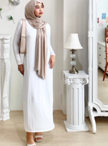 Inner Gamis Manset Polos Rayon Premium Adem Menyerap Keringat - Dalaman Dress Lengan Panjang Wanita