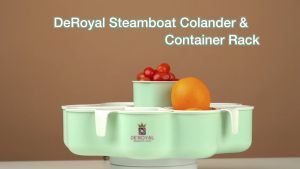 Deroyal Steamboat Colander & Container Rack with Cover Lid