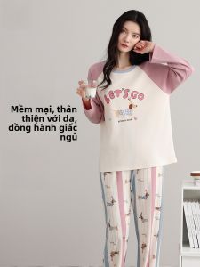 MiiOW | Pure Cotton Sleepwear Womens Short Sleeve With Chest Pad Spring Autumn Summer Cartoon Sweet Home Clothes Outdoor Wearable