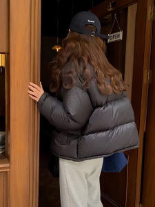 Black Short Thickened Cotton Jacket Womens Korean Style Bread Coat Outerwear Spring New Arrival plus Size Casual Fashion