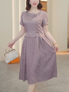 Mothers Day Mommy Dress Fashionable New Midlife Womens Clothing Elegant Fake Two-Piece Long Skirt Spring Summer Casual