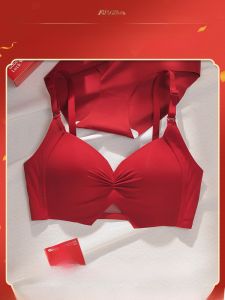Red Zodiac Snake Year Womens Underwear Set Bra And Panties Gather Small Chest New Bride Gift Box Sweet Style Nylon Fabric